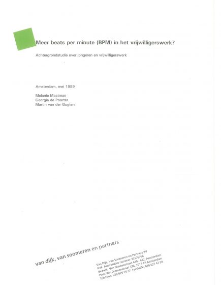 Meer beats per minute (BPM) in het vrijwilligerswerk? Achtergrondstudie over jongeren en vrijwilligerswerk