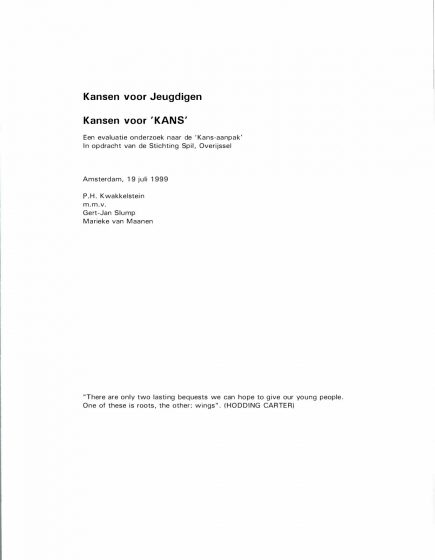 Kansen voor Jeugdigen. Kansen voor – Kansen voor Jeugdigen. Kansen voor