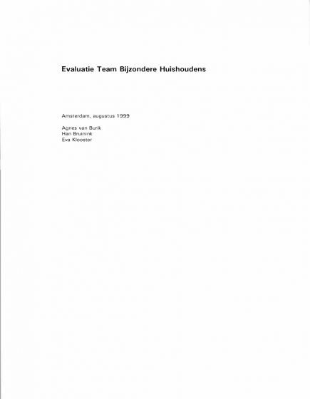 Evaluatie Team Bijzondere Huishoudens – Evaluatie Team Bijzondere Huishoudens