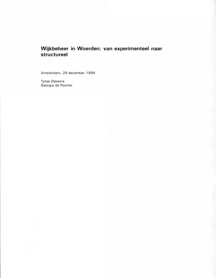 Wijkbeheer in Woerden: van experimenteel naar structureel – Wijkbeheer in Woerden: van experimenteel naar structureel