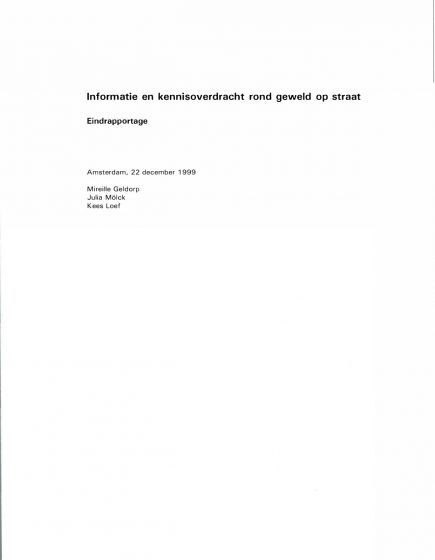 Informatie en kennisoverdracht rond geweld op straat. – Informatie en kennisoverdracht rond geweld op straat.