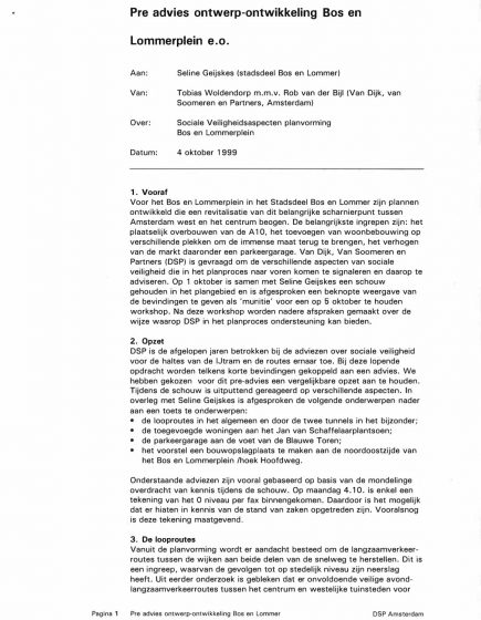 Pre advies ontwerp-ontwikkeling Bos en Lommerplein e.o. – Pre advies ontwerp-ontwikkeling Bos en Lommerplein e.o.