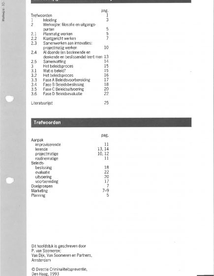 Basisboek Criminaliteitspreventie H. 2: Werkwijze