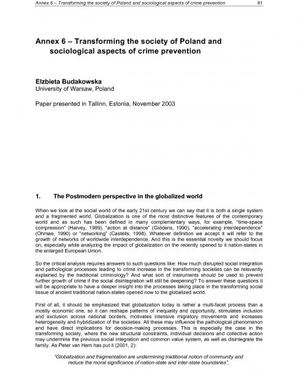 Sociological aspects, Poland – Sociological aspects, Poland