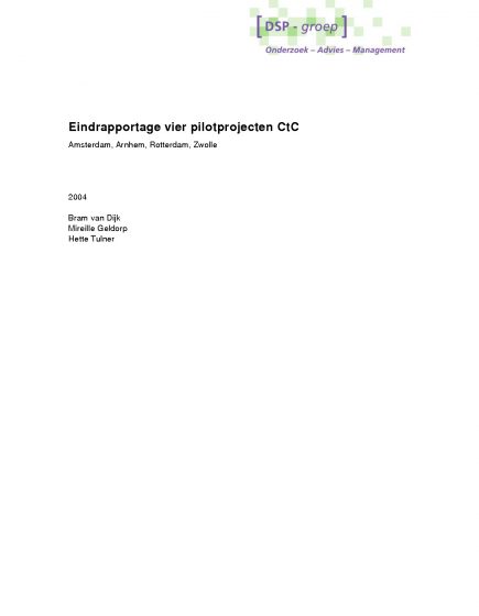 Eindrapportage vier pilotprojecten CtC