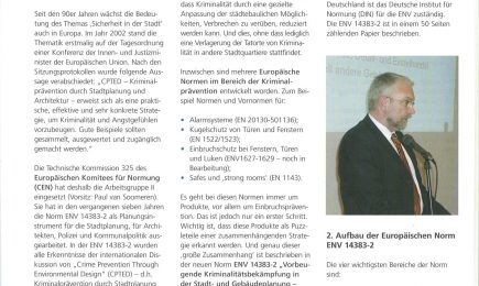 Sicherheit durch Stadtgestaltung, Städtebauliche und wohnungswirtschaftliche Kriminalprävention – Sicherheit durch Stadtgestaltung – Europäische Norm ENV 14383-2