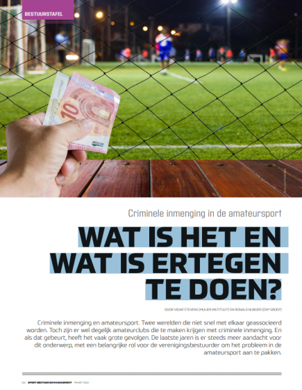 Artikel ‘Criminele inmenging in de amateursport – Wat is het en wat is er tegen te doen?